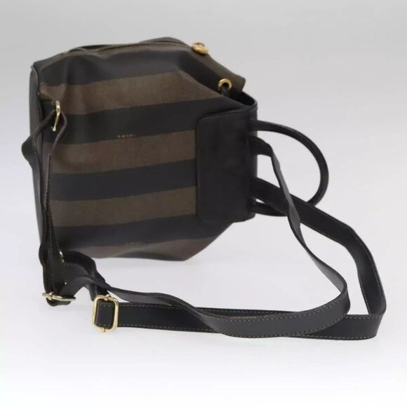 FENDI Pecan Canvas Backpack Brown Black gold Auth - Picture 7 of 16